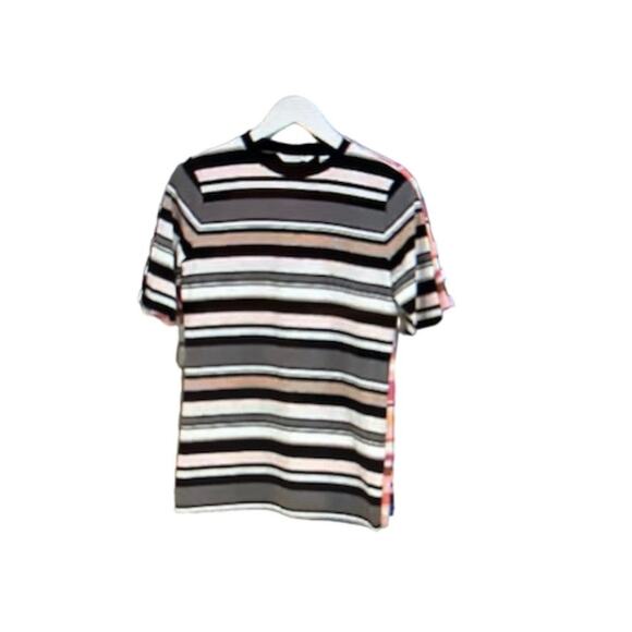 Isaac Mizrahi Live! Crew Neck Elbow-Sleeve Stripe Printed Knit Top Sz L - Picture 5 of 9